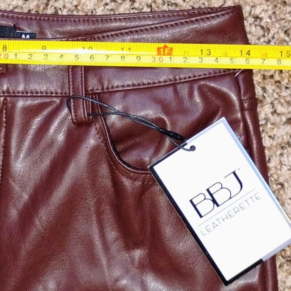 NWT BBJ Leatherette Pants M Java Faux Leather 28W 30L - Picture 5 of 6